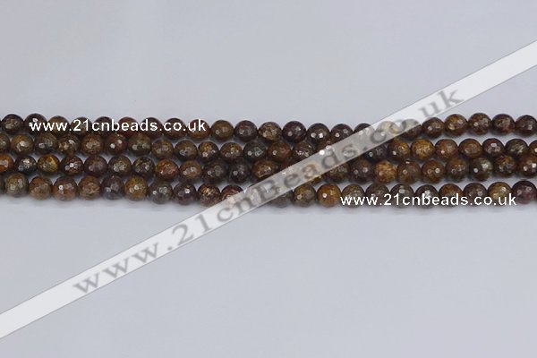 CBZ611 15.5 inches 6mm faceted round bronzite gemstone beads