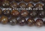 CBZ612 15.5 inches 8mm faceted round bronzite gemstone beads