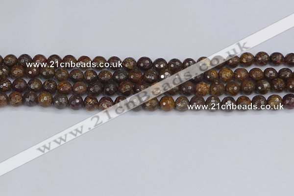 CBZ612 15.5 inches 8mm faceted round bronzite gemstone beads