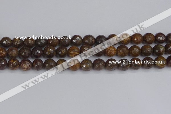 CBZ614 15.5 inches 12mm faceted round bronzite gemstone beads