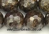 CBZ633 15 inches 12mm faceted round bronzite beads wholesale