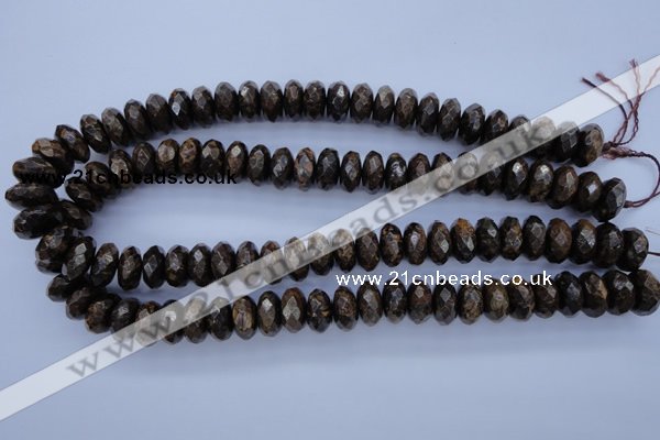 CBZ66 15.5 inches 7*14mm faceted rondelle bronzite gemstone beads