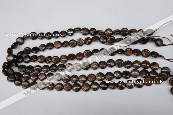 CBZ71 15.5 inches 10mm flat round bronzite gemstone beads