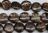 CBZ72 15.5 inches 12mm flat round bronzite gemstone beads