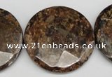 CBZ85 15.5 inches 32mm faceted coin bronzite gemstone beads