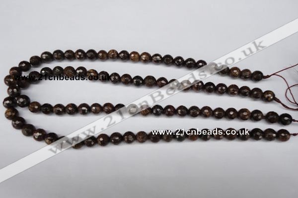 CBZ94 15.5 inches 8mm faceted round bronzite gemstone beads