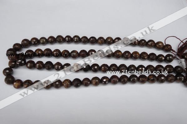 CBZ95 15.5 inches 10mm faceted round bronzite gemstone beads