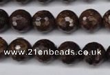 CBZ96 15.5 inches 12mm faceted round bronzite gemstone beads