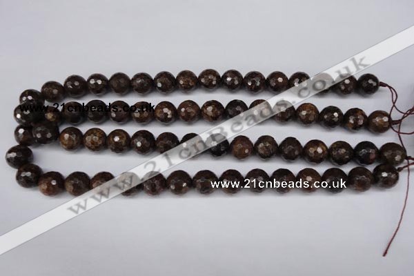 CBZ96 15.5 inches 12mm faceted round bronzite gemstone beads