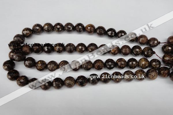 CBZ97 15.5 inches 14mm faceted round bronzite gemstone beads