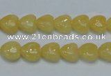 CCA11 15.5 inches 10*10mm heart yellow calcite gemstone beads