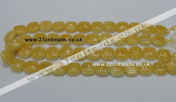 CCA14 15.5 inches 15*15mm square double drilled yellow calcite beads