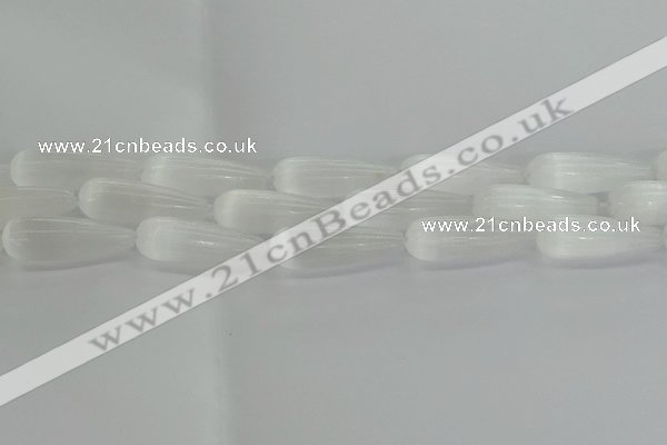 CCA358 15.5 inches 10*30mm teardrop white calcite gemstone beads