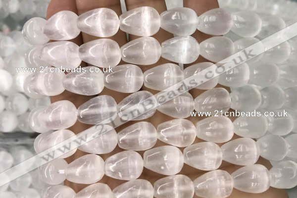 CCA376 15.5 inches 10*14mm teardrop white calcite gemstone beads