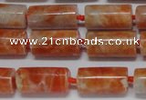 CCA465 15.5 inches 8*16mm tube orange calcite gemstone beads