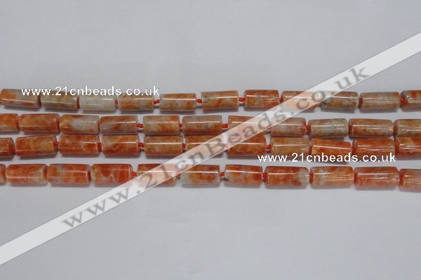 CCA465 15.5 inches 8*16mm tube orange calcite gemstone beads