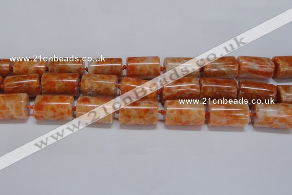 CCA467 15.5 inches 15*22mm tube orange calcite gemstone beads