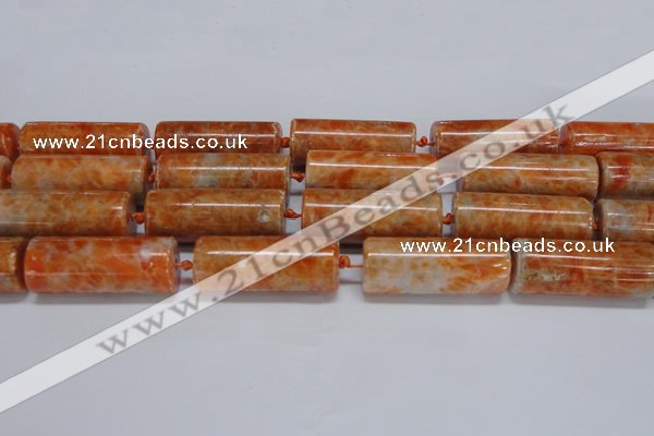 CCA468 15.5 inches 15*40mm tube orange calcite gemstone beads