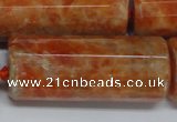 CCA472 15.5 inches 16*40mm faceted tube orange calcite gemstone beads