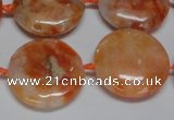 CCA476 15.5 inches 20mm flat round orange calcite gemstone beads