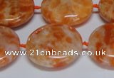 CCA477 15.5 inches 25mm flat round orange calcite gemstone beads