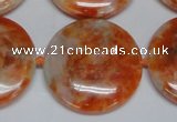 CCA478 15.5 inches 30mm flat round orange calcite gemstone beads