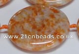 CCA480 15.5 inches 40mm flat round orange calcite gemstone beads