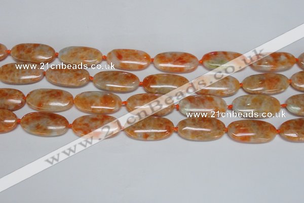 CCA485 15.5 inches 15*30mm oval orange calcite gemstone beads