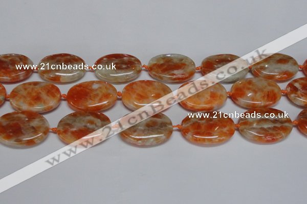 CCA486 15.5 inches 22*30mm oval orange calcite gemstone beads