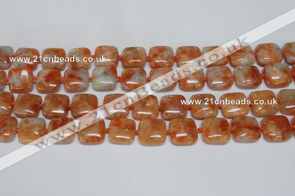 CCA492 15.5 inches 15mm square orange calcite gemstone beads