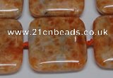 CCA494 15.5 inches 25mm square orange calcite gemstone beads