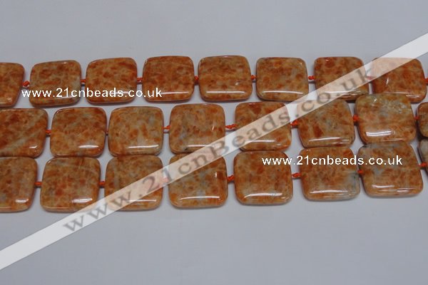 CCA494 15.5 inches 25mm square orange calcite gemstone beads