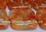 CCA495 15.5 inches 30mm square orange calcite gemstone beads