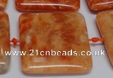 CCA496 15.5 inches 35mm square orange calcite gemstone beads