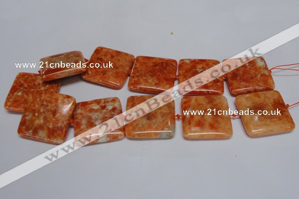 CCA496 15.5 inches 35mm square orange calcite gemstone beads