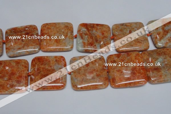 CCA497 15.5 inches 40mm square orange calcite gemstone beads