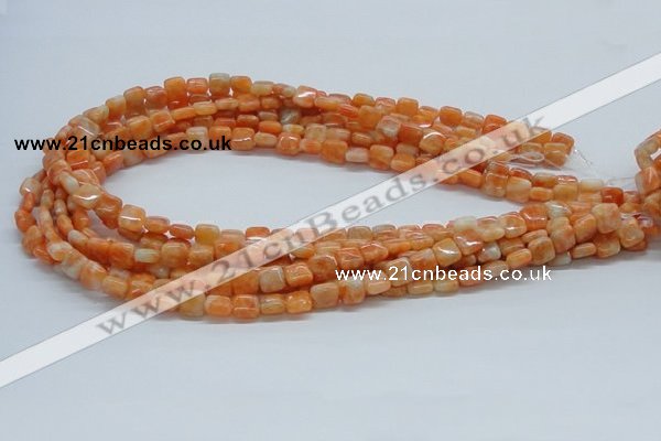 CCA56 15.5 inches 8*8mm square orange calcite gemstone beads