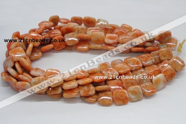 CCA57 15.5 inches 16*16mm square orange calcite gemstone beads