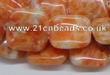 CCA58 15.5 inches 20*20mm square orange calcite gemstone beads