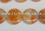 CCA64 15.5 inches 20mm flat round orange calcite gemstone beads