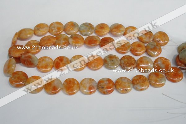 CCA64 15.5 inches 20mm flat round orange calcite gemstone beads