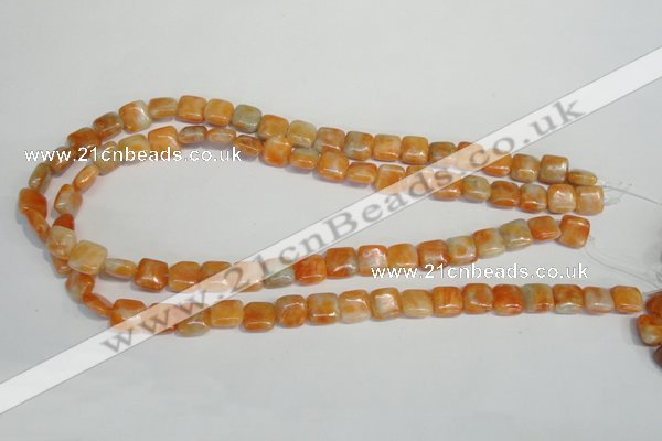 CCA71 15.5 inches 10*10mm square orange calcite gemstone beads