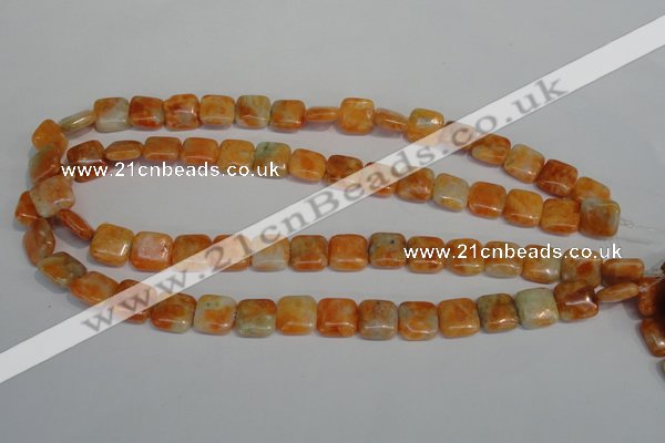 CCA72 15.5 inches 12*12mm square orange calcite gemstone beads