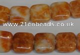 CCA73 15.5 inches 14*14mm square orange calcite gemstone beads