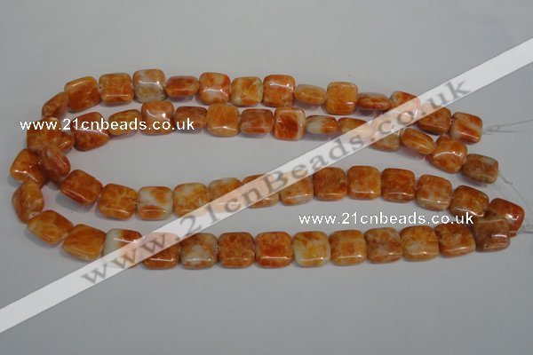 CCA73 15.5 inches 14*14mm square orange calcite gemstone beads