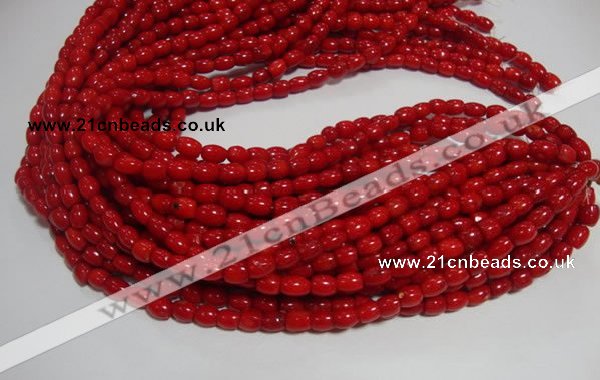 CCB03 15.5 inches 6*8mm drum shape red coral beads Wholesale