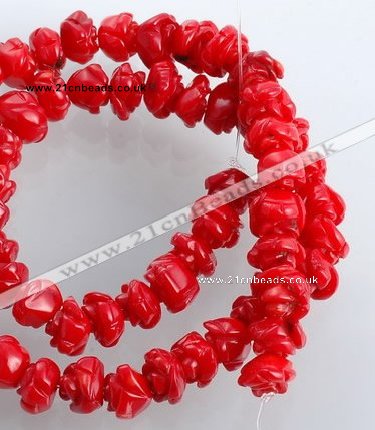 CCB09 15.5 inches 9-10mm rose shape red coral beads Wholesale