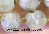 CCB1004 15 inches 9*10mm faceted green rutilated quartz beads