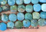 CCB1051 15 inches 4mm faceted coin turquoise beads