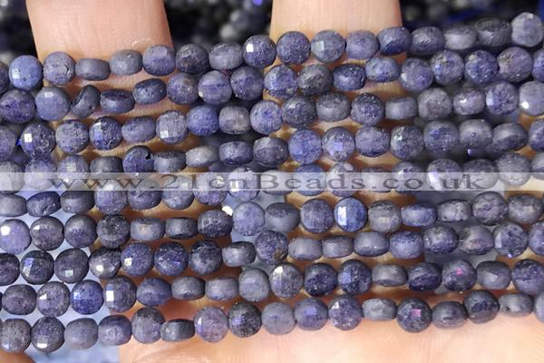 CCB1061 15 inches 4mm faceted coin sapphire beads